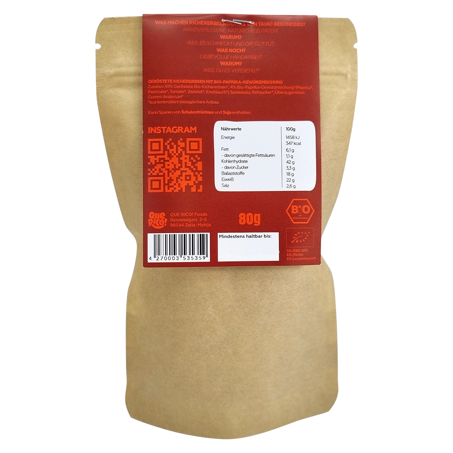BIO - TAIAO - geröstete Kichererbsen "Wild-Paprika"