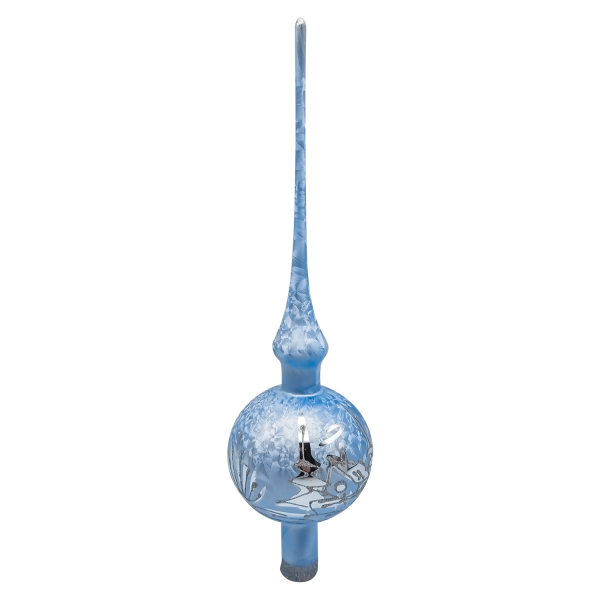 Spitze - Eisblau - mit Winterlandschaft - Kugel 8cm