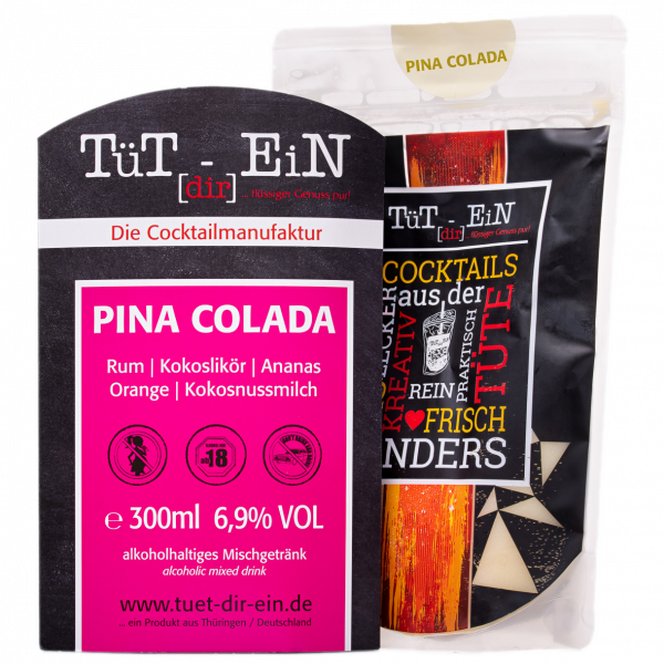 Pina Colada - Cocktail mit Rum, Kokoslikör und Kokosmilch von Tüt dir ein