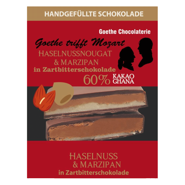 Handgefüllte Schokolade "Goethe trifft Mozart"