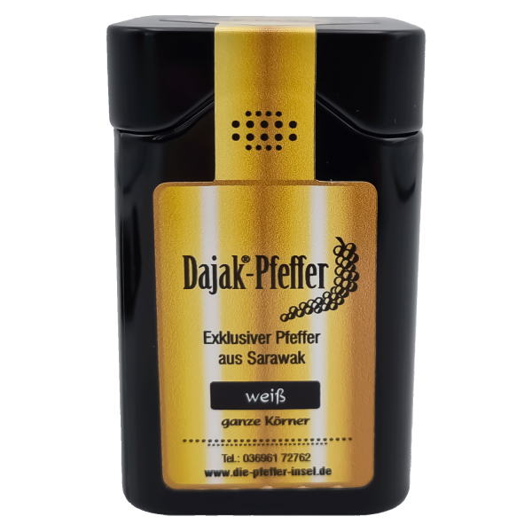 Dajak Pfeffer - weiß - ganz - in Designer-Gewürzdose